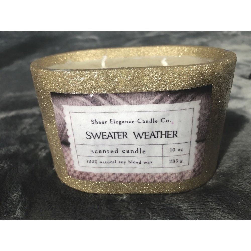 Hand Poured Candle Coconut Soy Blend Sweater Weather Handmade Concrete Vessel